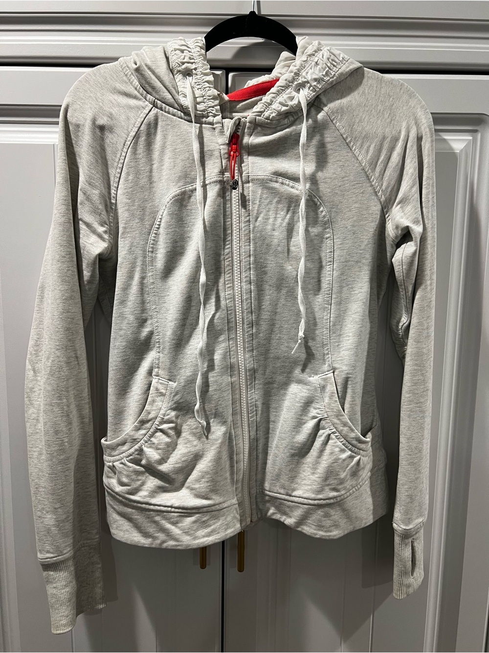 lululemon athletica Light Gray Hoodie Jacket with Red Accent